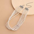 thumbnail image 3 of Bridal Pearl Choker Necklace Chain Pearl Strands Necklace Baroque Statement Pearl Necklace White Imitation Pearl Bridal Beaded Necklace Jewelry for Wo, 3 of 5
