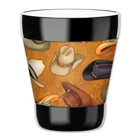 

Mugzie 12-Ounce Low Ball Tumbler Drink Cup with Removable Insulated Wetsuit Cover - Cowboy Hats (tan)