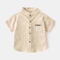 thumbnail image 2 of Cethrio Boys' Button Down Shirts, School Cotton Summer Short Sleeve Shirts Khaki Size 8 T, 2 of 9