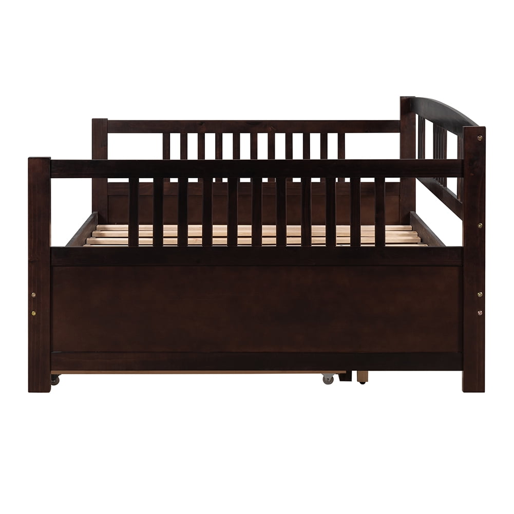 Lowestbest Sofa Bed, Wood Bed Daybed with Pull-Out Double Bed Frame, Full Size
