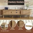 thumbnail image 4 of Aukfa Mid-Century Modern TV Stand for TV up to 80", Farmhouse TV Cabinet W/Fluted Tambou Door & Charging Station,Natural, 4 of 8