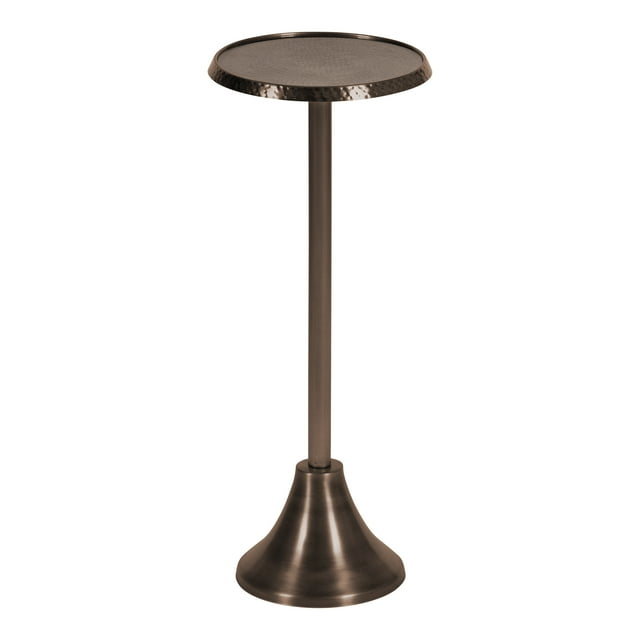 Kate and Laurel Sanzo Table à Boisson Moderne sur Piédestal, 9 x 9 x 23, Bronze, Table d'Appoint Décorative avec Plateau Martelé