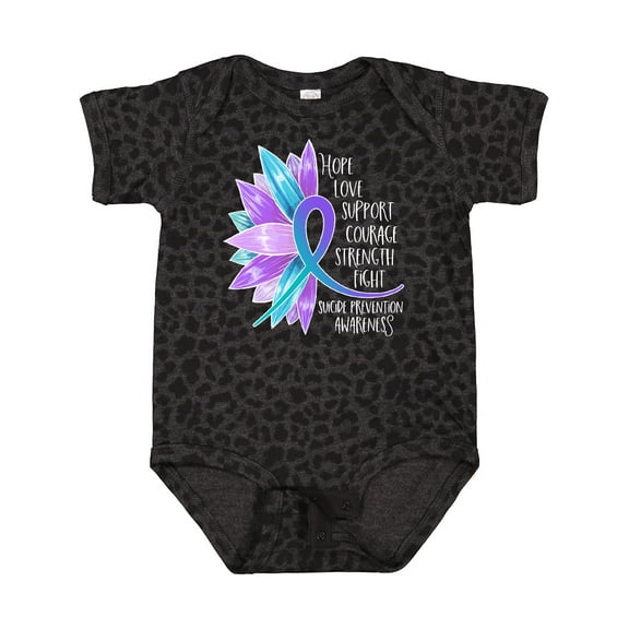 Inktastic Suicide Prevention Awareness Purple Teal Sunflower Ribbon Boys or Girls Baby Bodysuit