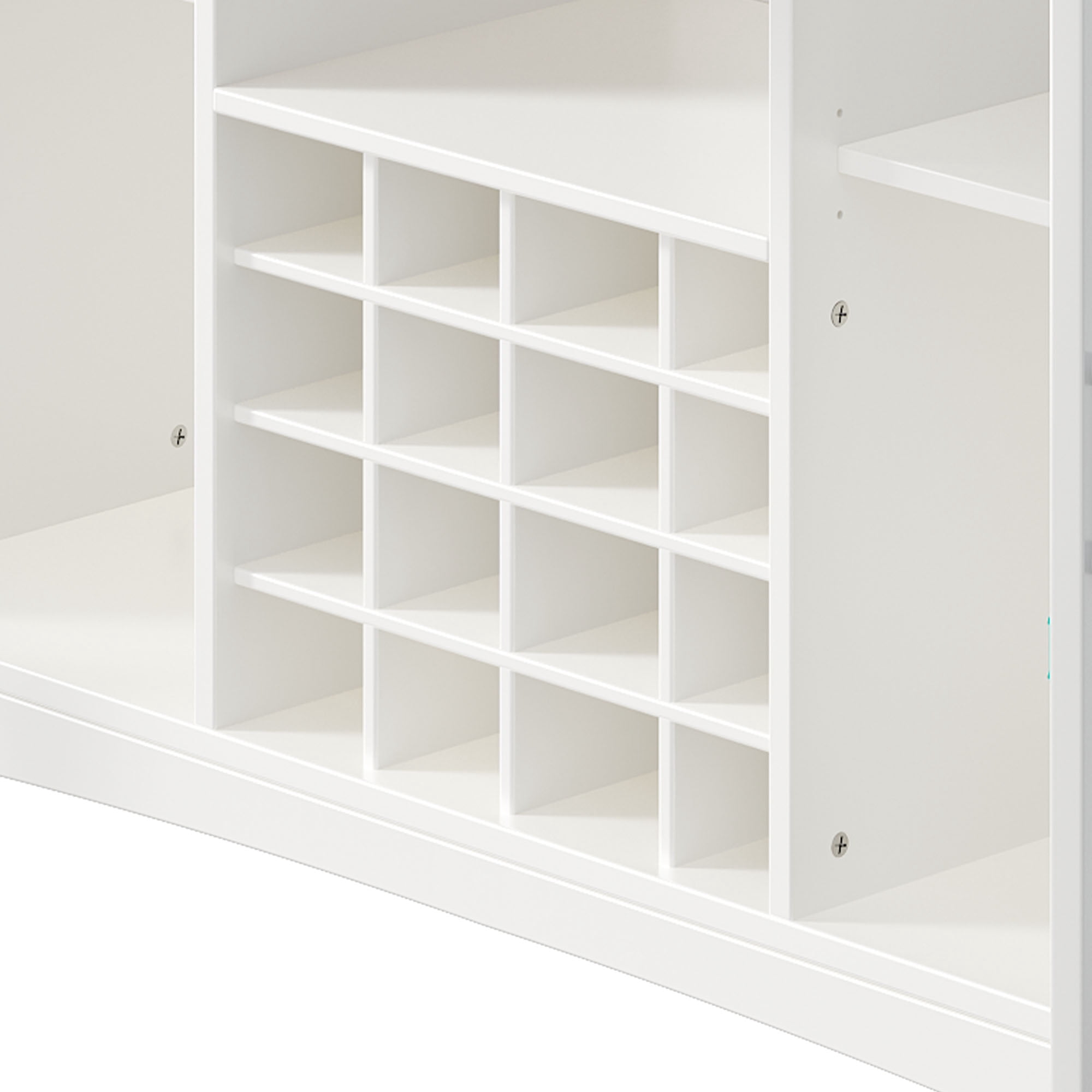 Uforic Wine Cabinet with Power Outlets & LED Lights, Bar Table with Wine Storage & Glass Rack, White
