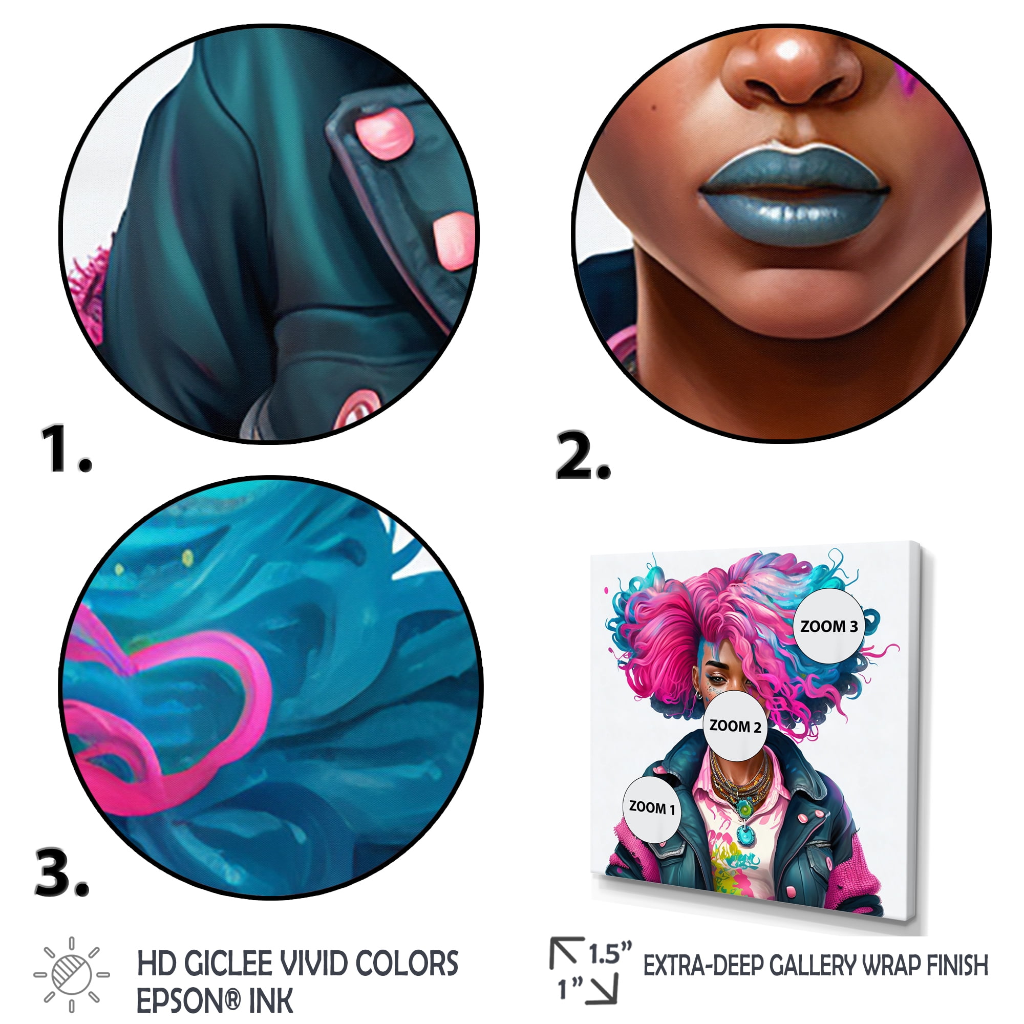 Designart Pink And Blue African American Woman IV Canvas Wall Art