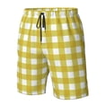 thumbnail image 6 of Uemuo Yellow Checkboard Pattern Men's Swim Trunks Hawaiian Beach Bathing Suit Swimsuits Beach Quick-Dry Shorts with Pockets-, 6 of 9