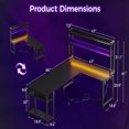 L Shaped Gaming Desk with Hutch & Power Outlets & LED Strip & Monitor