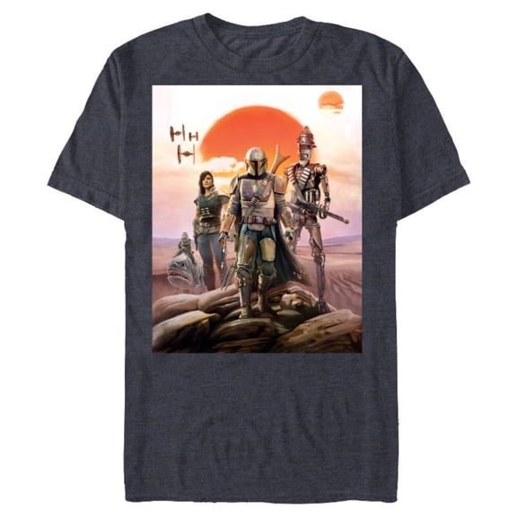 Star Wars The Mandalorian Group Poster - Short Sleeve Blended T-Shirt for Adults - Customized-Navy Heather
