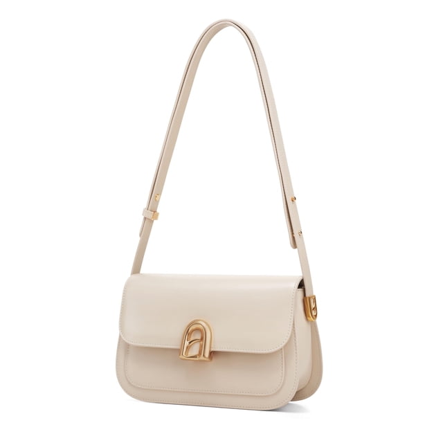 Bolso de Hombro Pequeño de Cuero Marfil LA'FESTIN