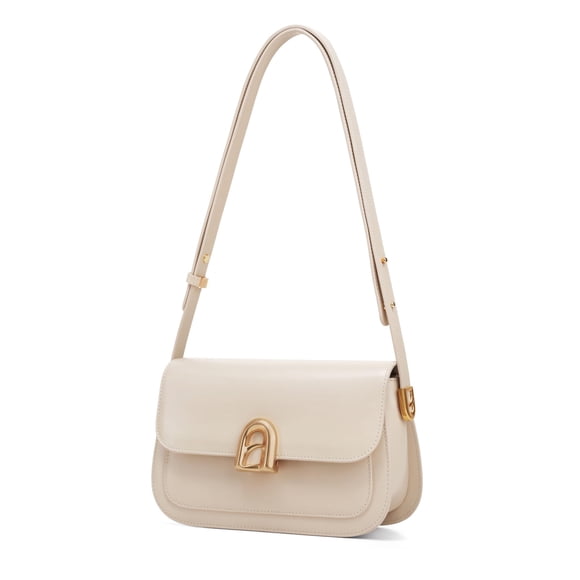 Bolso de Hombro Pequeño de Cuero Marfil LA'FESTIN