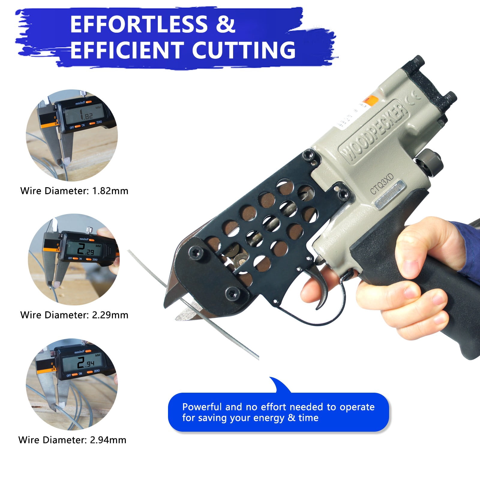WOODPECKER CTQ3XD Saving Labour Pneumatic Bolt Cutter, Automatic Wire Cutting Nipper for 3mm Diameter