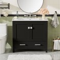 thumbnail image 2 of 36" Black Bathroom Vanity with Ceramic Sink, Soft-Close Doors, Double Storage Shelves & Divided Drawer – Modern Bathroom Cabinet with Ample Storage, 2 of 48