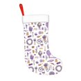 thumbnail image 2 of Daiia Lavender Flowers Print Christmas Stocking，18"Large Knitted Xmas Stocking for Kids, Family Stocking for Fireplace Christmas Holiday Party Decoration, 2 of 7
