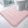 thumbnail image 1 of LAICAIW Memory Foam Toilet Bath Mat U-Shaped, Soft and Comfortable, Super Water Absorption, Non-Slip, Thick, Machine Wash and Easier to Dry for Bathroom Commode Contour Rug, 24 X 24 Inches, Soft Pin, 1 of 7