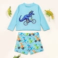 thumbnail image 4 of WIBACKER Boys Dinosaur Two Piece Swimwear Set Long Sleeve Rash Guard and Swim Trunks Quick Dry Bathing Suit UPF50+ Swimsuits for Kids Boys 1-7 Years, 4 of 10