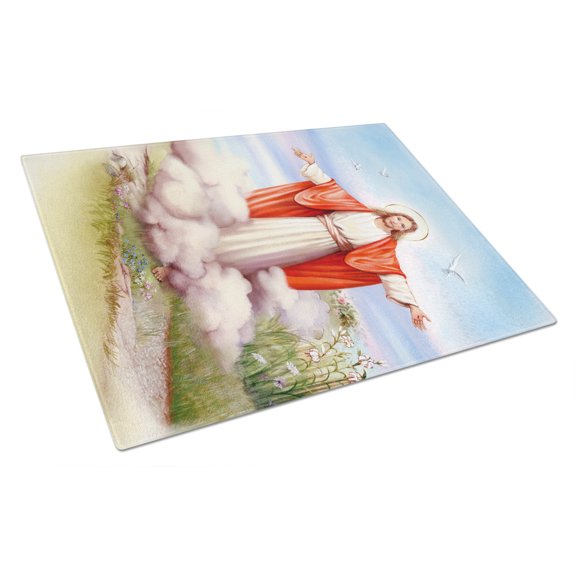 Easter Jesus is Risen Glass Cutting Board Large