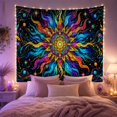 thumbnail image 2 of Intricate Celestial Mandala with Vibrant Stained-Glass Tendrils, Mystical Psychedelic for Space Enthusiasts, Cosmic Decor Art, Birthday Gift Tapestry Wall Hanging for Bedroom and Dorm, 2 of 7
