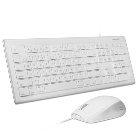 Macally 104 Key USB Wired Keyboard with Apple Shortcut Keys and 3 Button USB Optical Mouse Combo for Mac and Windows PC (Best Windows Keyboard Shortcuts)