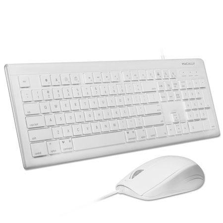 Usb Keyboard Mouse Combo Macally 104 Key USB Wired Keyboard with Apple Shortcut Keys and 3 Button USB Optical Mouse Combo for Mac and Windows PC (MKEYECOMBO) ()