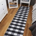 thumbnail image 5 of Ottomanson Extra Long Runner Rug 1'10.5" x 29' – Non-Slip Low Pile Hallway Carpet, Buffalo Plaid Black/White, 5 of 8