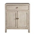 thumbnail image 2 of Benjara Lia Small Accent Cabinet- 2 Door- Drawer- Antique Style Whitewash Wood, 2 of 5