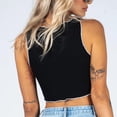 thumbnail image 3 of Top corto con cuello redondo, camisetas sin mangas versátiles, sin mangas, transpirables, con espalda cruzada, para mujeres y niñas, negro S, 3 of 8