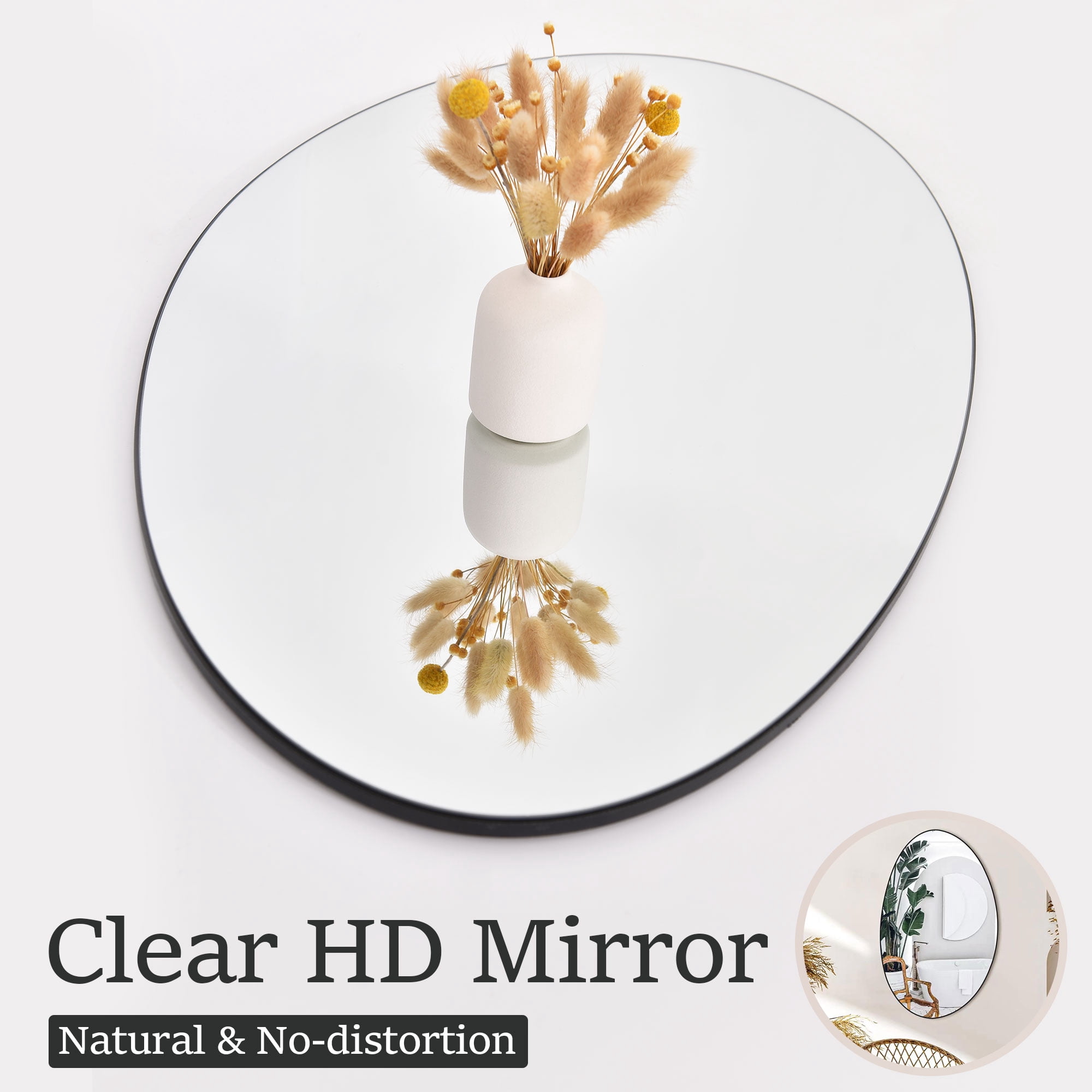 GRAHMCY 30"x20" Irregular Bathroom Mirror Frameless Wall-mounted Decorative Vanity Mirror