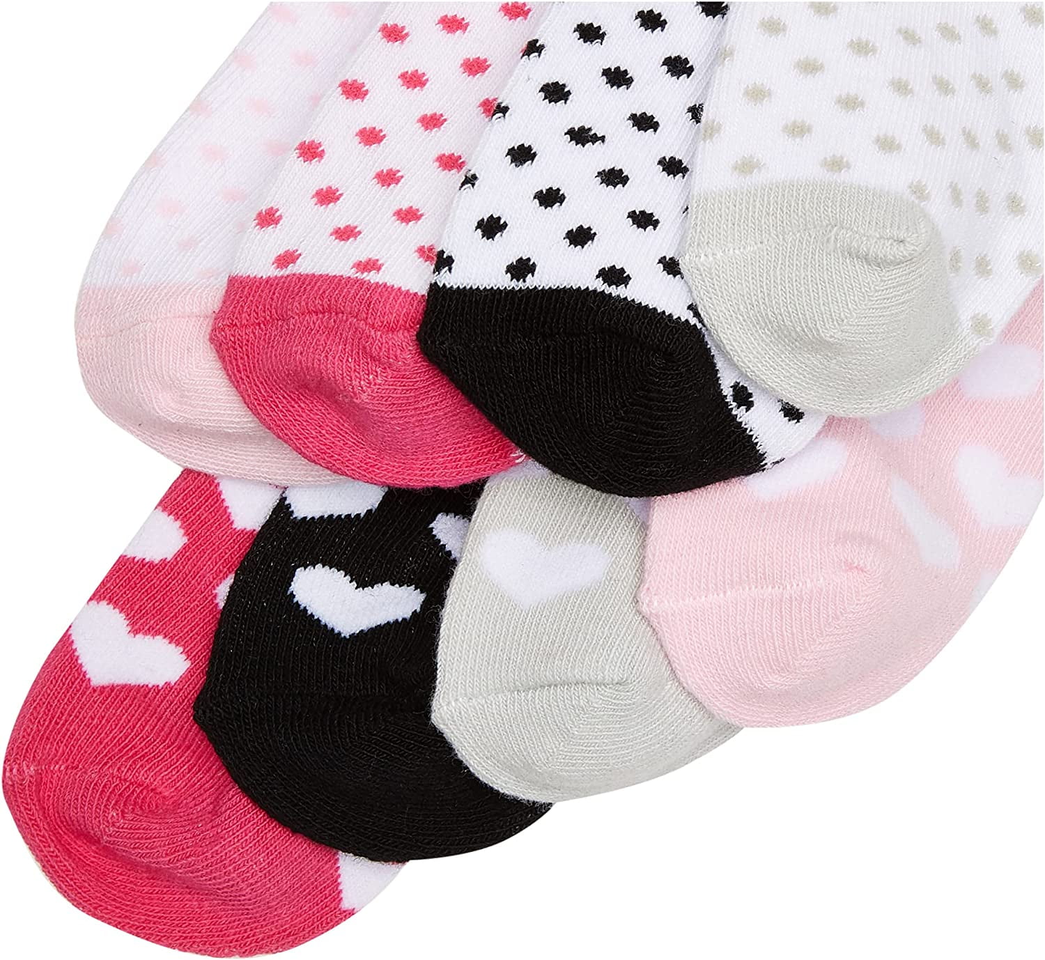 Luvable Friends Baby Girl Fun Essential Socks, Black Pink Bow, 0-6 Months