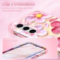 thumbnail image 3 of CASEFIV for Samsung Galaxy S24 Plus 5G Case,Shockproof 3 in 1 Heavy Duty Hybrid Rugged Full Body Protective Cute Oil Painting Flowers Phone Cover,Pink, 3 of 6