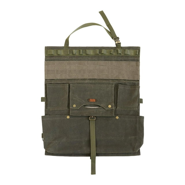 Organizador universal de lona resistente para el respaldo del asiento trasero del coche, ideal para colgar en el respaldo del asiento y el reposacabezas. Verde
