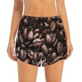 thumbnail image 3 of Uemuo Coffee Bean Pattern Women's Athletic Shorts High Waisted Running Shorts with Liner Pockets Gym Elastic Workout Shorts-, 3 of 9
