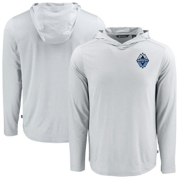 Men's-Cutter & Buck  Gray Vancouver Whitecaps FC Coastline Epic Comfort Eco Long Sleeve Recycled Hooded Shirt
