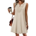 thumbnail image 6 of Women's 2026 Summer Dress Casual Fashion V Neck Embroidered Sleeveless Top Boho Dress by Yigetop Beige 3XL, 6 of 8