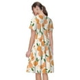 thumbnail image 2 of Japuie Peaches Print Women's Casual Dress with Pockets,Women's Short sleeve Dress,A-Line Dresses,Summer Dresses for Women,Sundresses Beach Swing Dresses -3X-Large, 2 of 6