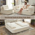 thumbnail image 5 of 80" King Size Convertible Sleeper Sofa Bed with Independent Chaise Lounge,Multifunctional Plush Corduroy Sectional Sofa Couch for Living Room,Bedroom,Beige, 5 of 7