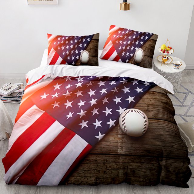 3D Baseball Bedding Duvet Cover Set, Sport Microfiber Bedding Quilt Set