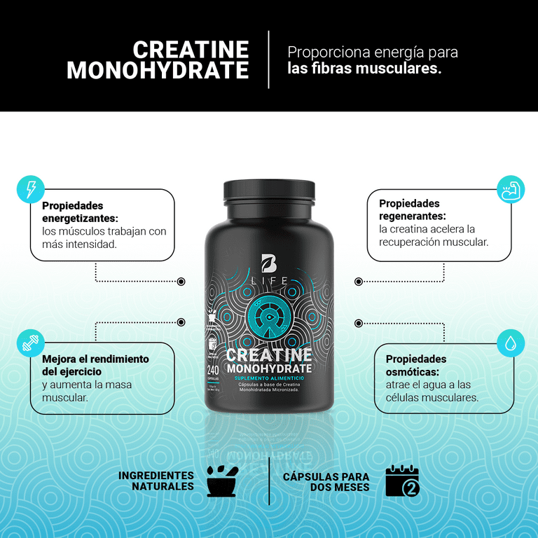 Creatina Monohidratada 240 Caps. Creatine Monohydrate B Life B Life Cápsulas