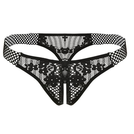 BYHONG Women s Classic Lace Embroidery Open Solid Color Sexy Thong Panties Panties for Women Pack Dark Gray 