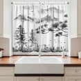 thumbnail image 2 of Ambesonne Landscape Kitchen Curtains, Watercolor Mountain Woods, 55"x45", Grey and White, 2 of 3