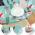thumbnail image 4 of Blue Christmas Santa and Snowman Pattern Round Fitted Tablecloth with Elastic Edge,Dining Table Cover Waterproof,Outdoor Round Tablecloth for Camping,Dining,Indoor and Outdoor, 4 of 7