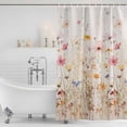 thumbnail image 4 of Spring Floral Shower Curtain, Waterproof Shower Curtains for Bathroom, Pastoral Botanical Summer Flowers Vintage Washable Fabric Cloth Bathroom Curtain Set Bathtub Decor with Hook 36''x72'', 4 of 9