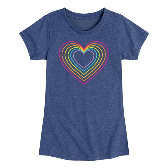 Instant Message - Rainbow Neon Heart - Girls Toddler And Youth Short Sleeve T-Shirt