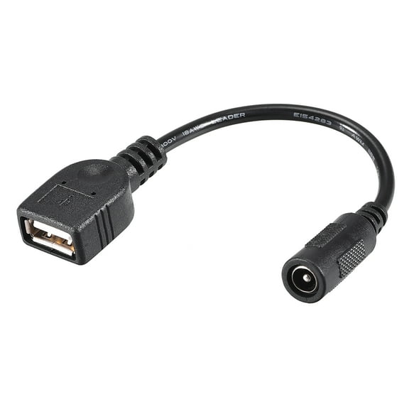 Uxcell 12cm Length DC Female Power Supply 5.5x2.1mm Adapters to USB Plug Female Cables 2pack