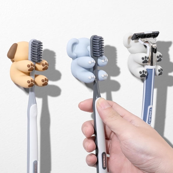 Li&Zhao Silicone Toothbrush Holders - 3 PCS Kids Toothbrush Holders Wall Tooth Brush Holder for Bathroom Cute Toothbrush Holder Suction Toothbrush Holder Kids for Kitchen Living Room Office