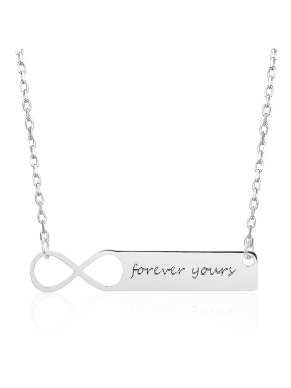 Personalized Infinity Necklace Name Plate Bar Necklace for Women