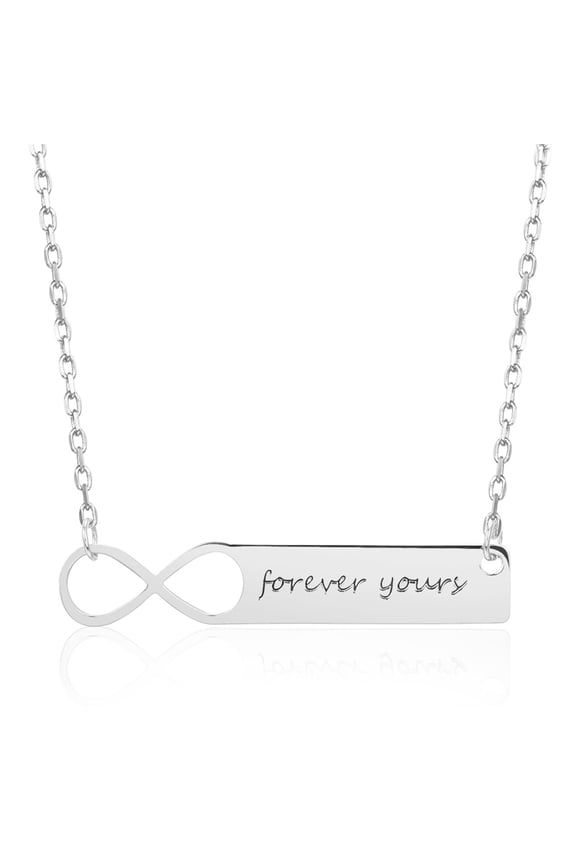 Personalized Infinity Necklace Name Plate Bar Necklace for Women