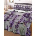 thumbnail image 3 of Quilts Twin XL Size, Spring Lavender Floral Soft Comforter Bedding Set for Bed, Botanical Flower Vintage Wood Grain Lightweight Quilted Bedspread with Pillow Cover(2 Pieces), 68x98 Inch, 3 of 6