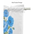 thumbnail image 5 of Blue Flower Plaid Linen Curtain Valance for Bedroom/Bathroom/Kitchen/Living/Dining Room Window,Spring Summer Floral Lattice Pastoral Country Pocket Topper Drapes Decorative Cafe Drapery 60"x18", 5 of 6