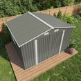 thumbnail image 6 of Olurrisa 10x8 FT Outdoor Metal Storage Shed, Gray Garden Tool Shed with Lockable Door, Clear Window and Air Vent, Large Capacity for Bicycles, Lawnmowers and Tools, 6 of 19