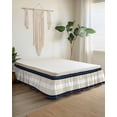 thumbnail image 2 of Navy Beige Striped Wrap Around Bed Skirts for Queen Bed 16" Drop, Bed Skirt with Adjustable Elastic Belt Dust Ruffle Bed Valance for Bedroom Hotel Luxury Gradient Geometric Blue White Bed Frame Cover, 2 of 7